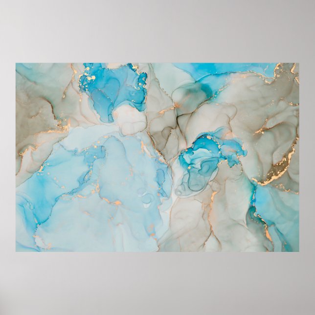 Currents of translucent hues, snaking metallic swi poster (Vorne)
