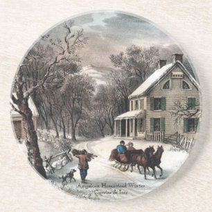 Currier et Ives - dessous de verre - hiver de