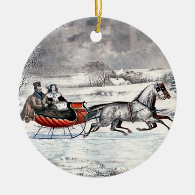 Currier et Ives - ornement - la route, hiver (Devant)