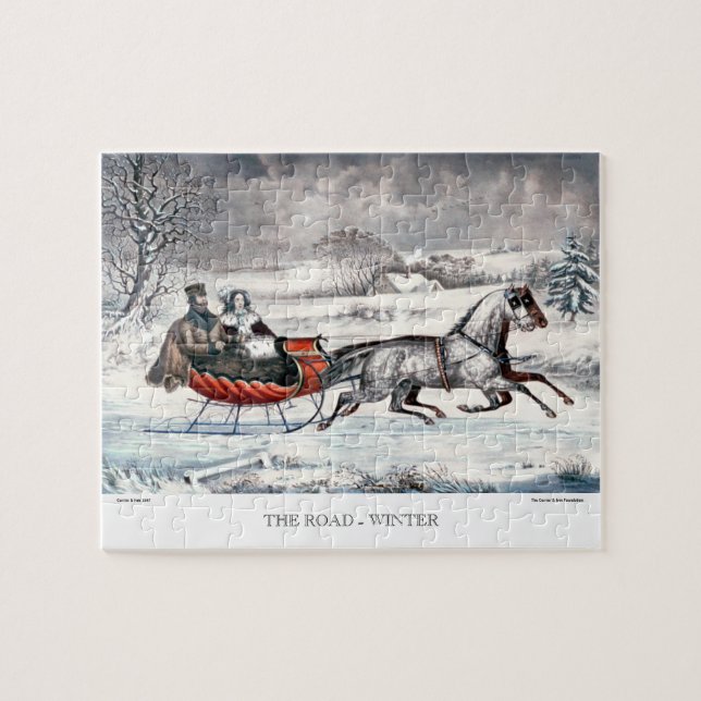 Currier et puzzle d'Ives - la route, hiver (Horizontal)