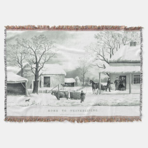 Currier Ives Land-Erntedankthrow-Decke Decke