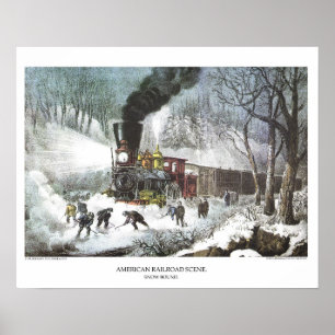 Currier & Ives Lithograph: Amerikanische Eisenbahn Poster