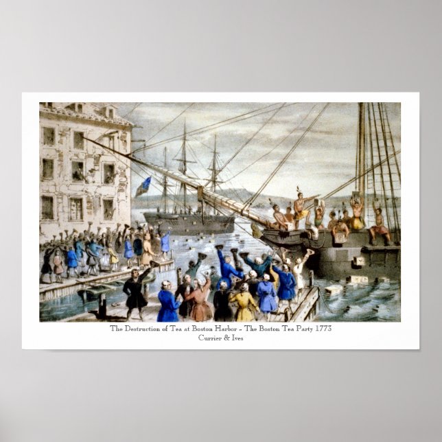 Currier & Ives - Poster - The Boston Tea Party (Devant)