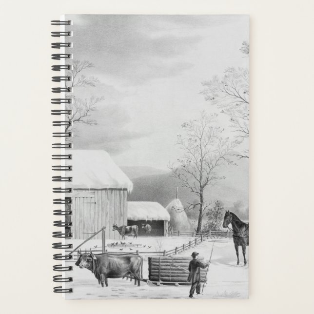 Currier Ives Winter Farm Szene Planer (Vorderseite)