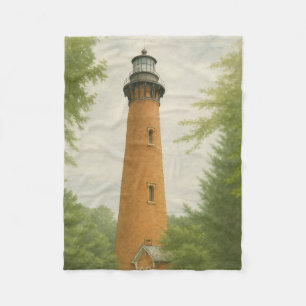 Currituck Beach Leuchtturm Aquarell Fleecedecke