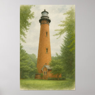 Currituck Beach Leuchtturm Aquarell Poster