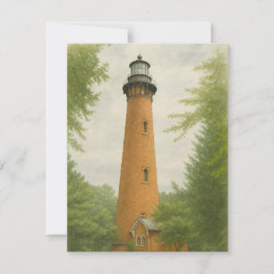 Currituck Beach Lighthouse Wassercolor Mitteilungskarte