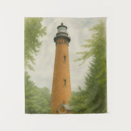 Currituck Beach Lighthouse Watercolor Wandteppich