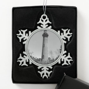 Currituck Leuchtturm Schneeflocken Zinn-Ornament