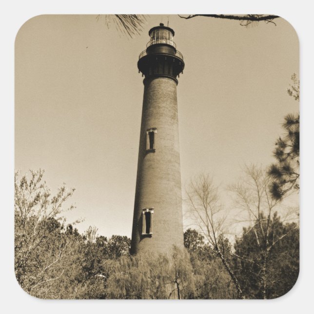 Currituck Lighthouse Quadratischer Aufkleber (Vorderseite)