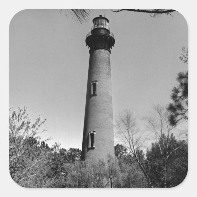 Currituck Lighthouse Quadratischer Aufkleber (Vorderseite)