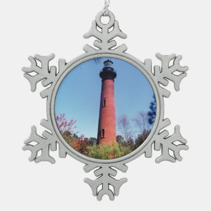 Currituck Lighthouse Schneeflocken Zinn-Ornament