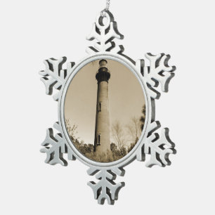 Currituck Lighthouse Schneeflocken Zinn-Ornament