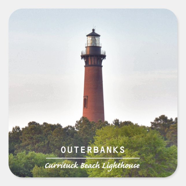 Currituck Strand-Licht Quadratischer Aufkleber (Vorderseite)