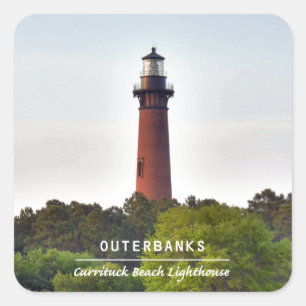 Currituck Strand-Licht Quadratischer Aufkleber