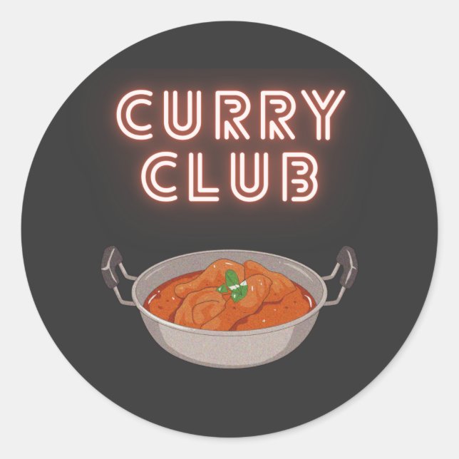 Curry Club Runder Aufkleber (Vorderseite)