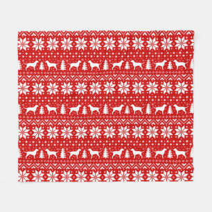 Curry Coated Retriever Silhouetten Weihnachtsrot Fleecedecke