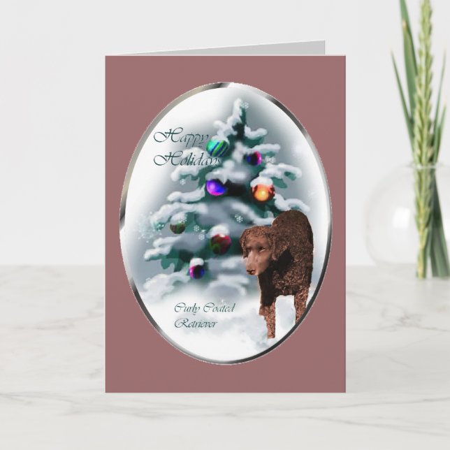 Curry Coated Retriever Weihnachtsgeschenke Feiertagskarte (Vorderseite)