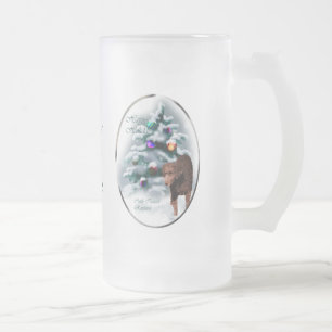 Curry Coated Retriever Weihnachtsgeschenke Mattglas Bierglas