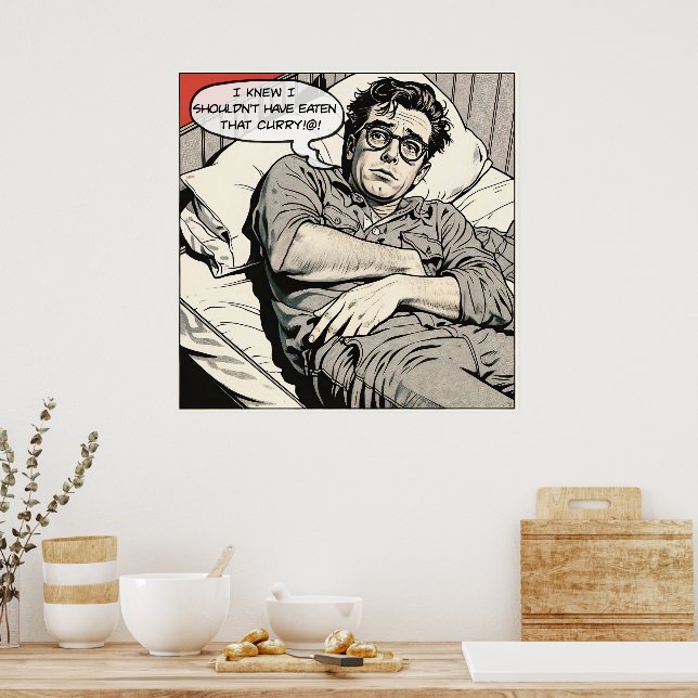 Curry Eating Comic Poster der 50er Jahre (Küche)