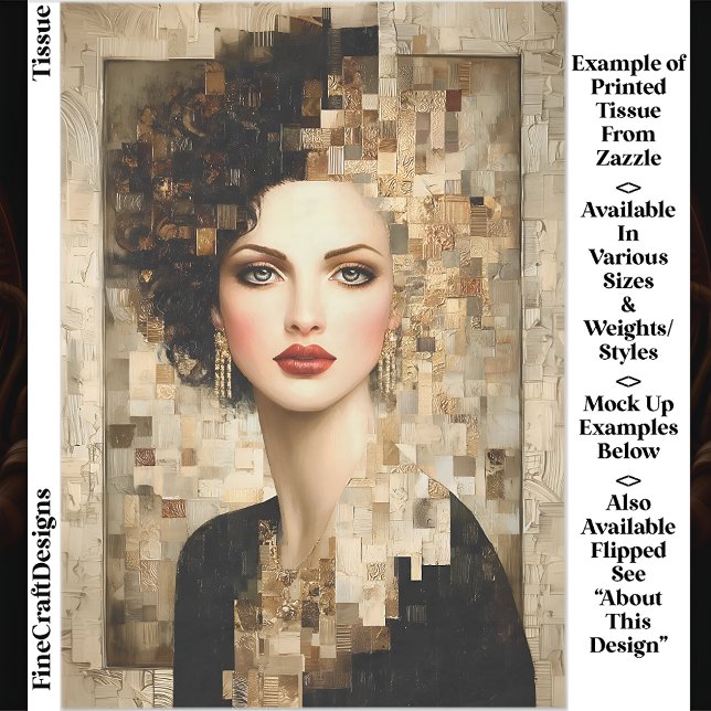 Curry-Haare-Frau, Mosaikportrait EB8R-Decoupage Seidenpapier (Von Creator hochgeladen)