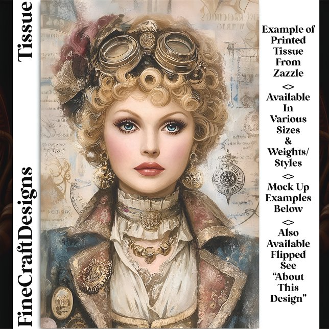 Curry Hair Steampunk Woman Collage DM1L Decoupage Seidenpapier (Von Creator hochgeladen)