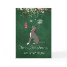 Curry Holiday Greyhound Puppy mit fröhlichen Wünsc