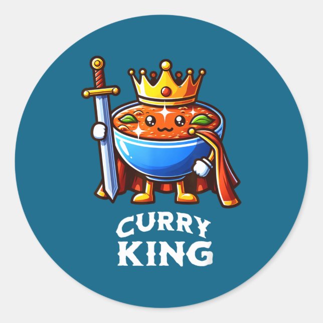 Curry King Funny Quote Curry Indian Food Lover  Runder Aufkleber (Vorderseite)