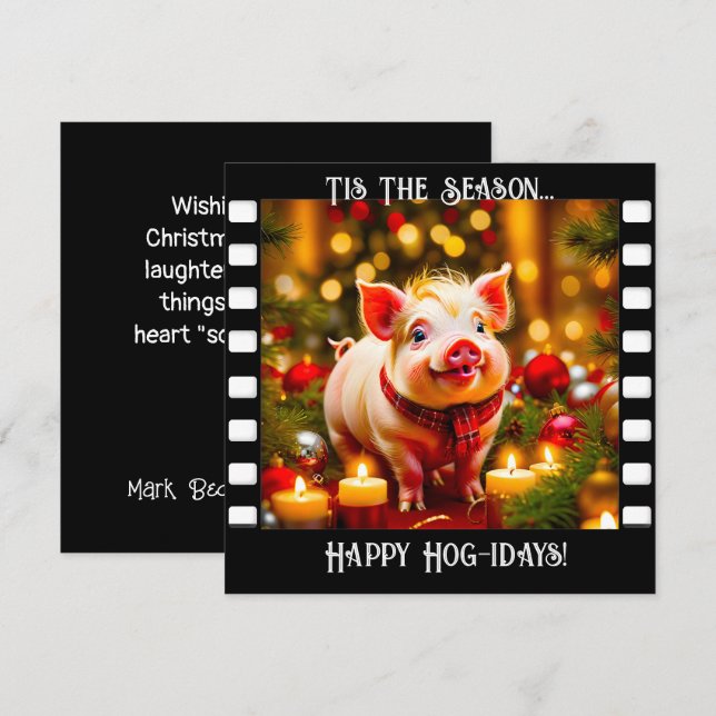 Curry Schwanz Piglet Funny Weihnachtskarte Einladung (Vorne/Hinten)