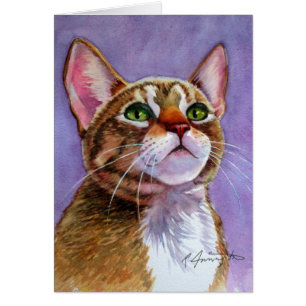 Curry Tabby Cat im Wasserfarben Grußkarte