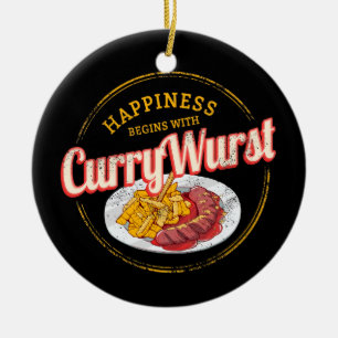 Currywurst Retro-Wurst Pommes frites im Retro-Stil Keramik Ornament