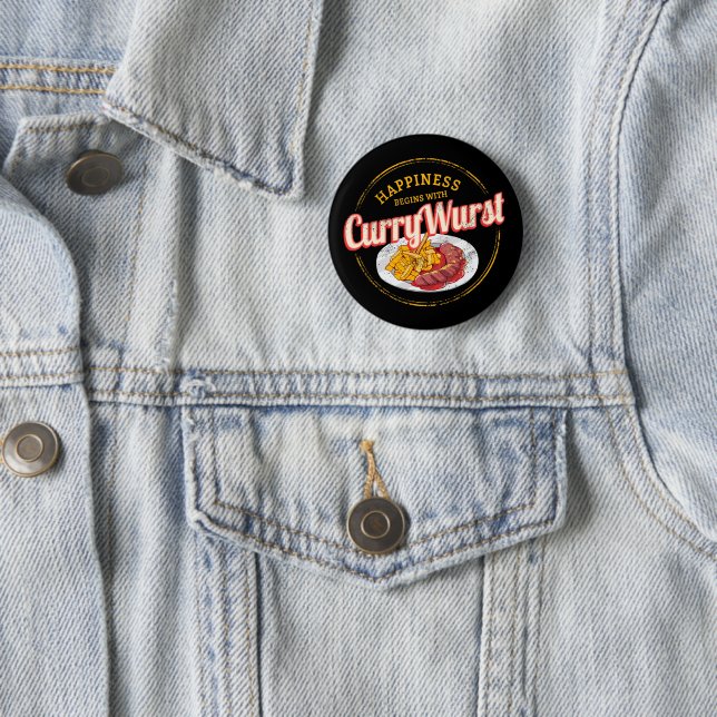 Currywurst Retro Wurst Vintage französische Pommes Button (Beispiel)