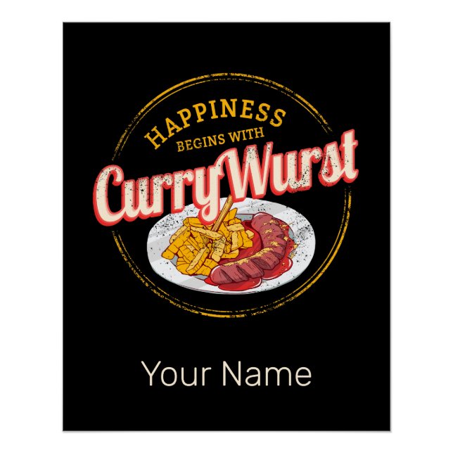 Currywurst Retro Wurst Vintage französische Pommes Poster (Vorderseite)