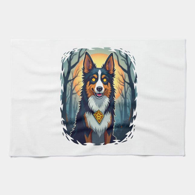 Cursed Collie Crawl Geschirrtuch (Horizontal)