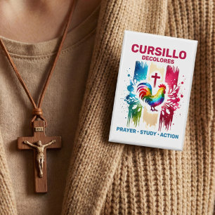 Cursillo DeColores Hahn & Kreuz Pinselstriche Button