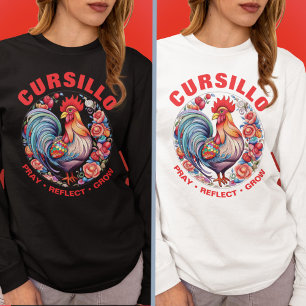 Cursillo Rooster mit Rose Beten Reflektieren Wachs T-Shirt