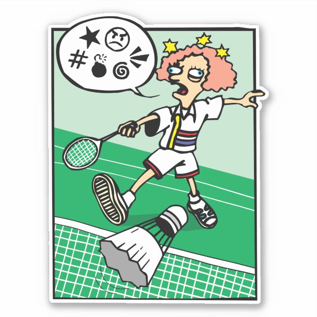 Cursing Badminton Playing Girl Aufkleber (Vorderseite)