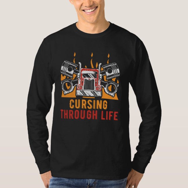 Cursing Through Life Car Mechanic Auto Car Repair  T-Shirt (Vorderseite)