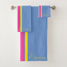 Cursiv blau gelb und scharf rosa gestreift