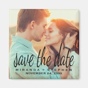 Cursive Chic Save the Date Wedding Foto Magnet