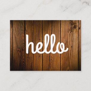 Cursive Hello Wood Panel Visitenkarte