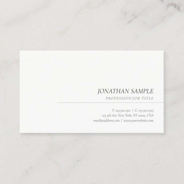 Cursive Italienische Schriftart Minimalistisch Mod Visitenkarte (Vorderseite)