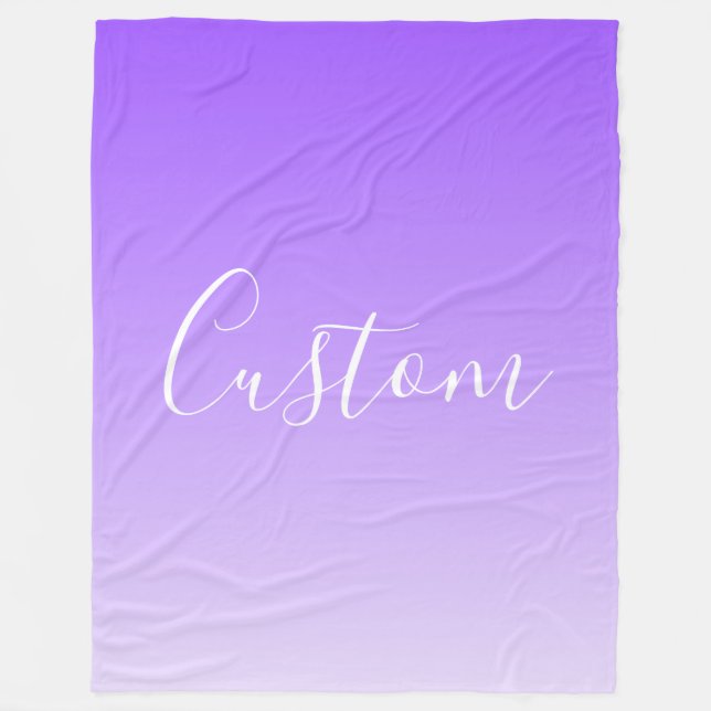 Cursive Script Name & Editable Light Lila Ombre Fleecedecke (Vorderseite)