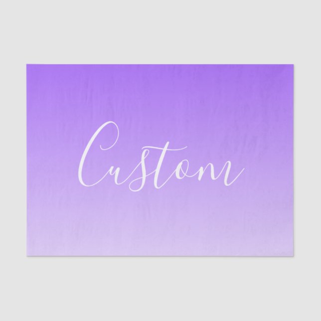 Cursive Script Name & Editable Light Lila Ombre Seidenpapier (Vorderseite)