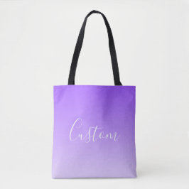 Cursive Script Name & Editable Light Lila Ombre Tasche