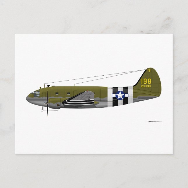 Curtiss C-46 Commando Invasion Streifen Postkarte (Vorderseite)