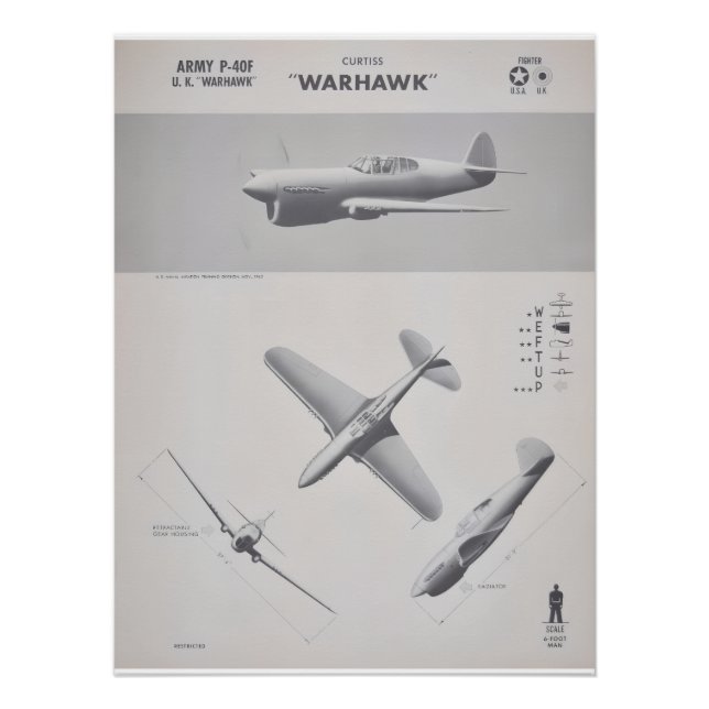 Curtiss P-40 Poster de reconnaissance Warhawk (Devant)