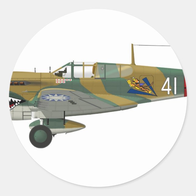Curtiss P-40 Warhawk Runder Aufkleber (Vorderseite)