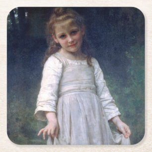 Curtsey, Bouguereau Rechteckiger Pappuntersetzer