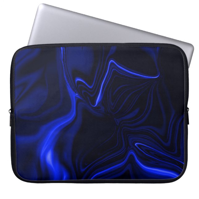 Curvas azuis em imagem azul escura. laptopschutzhülle (Vorderseite)